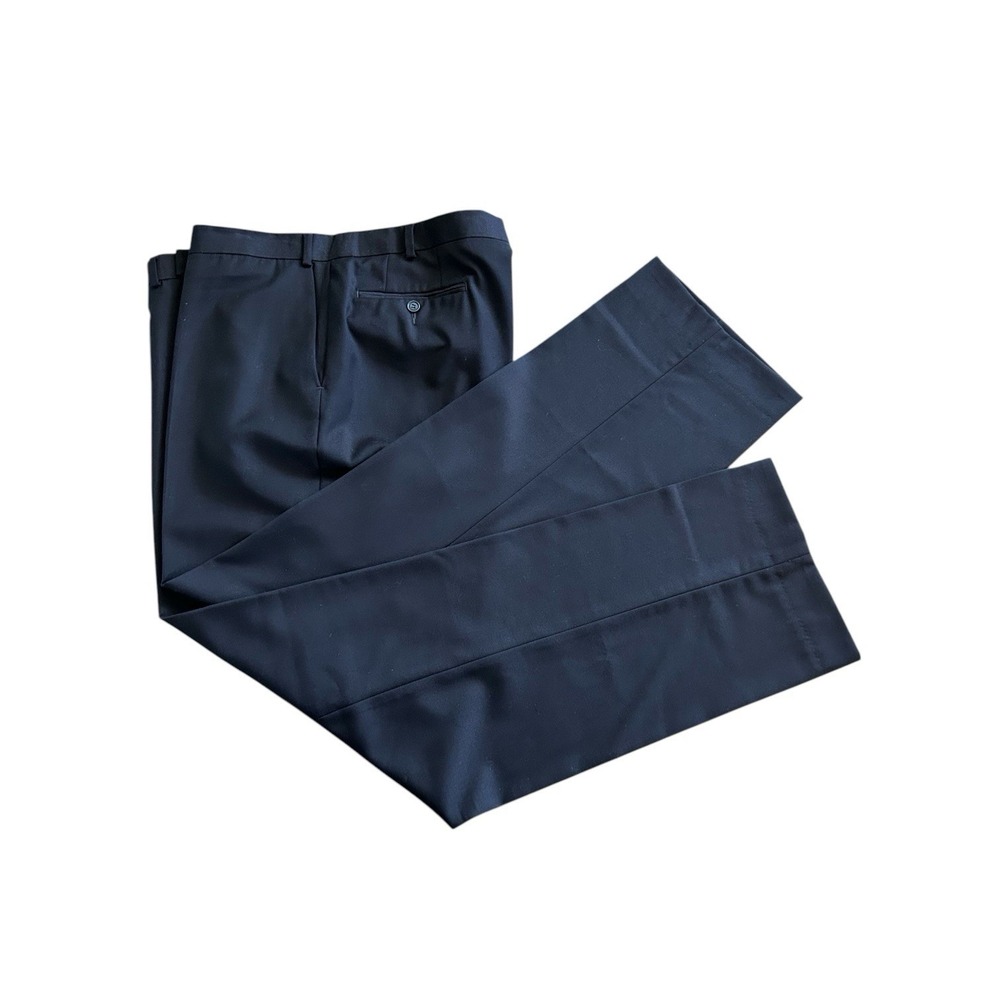 J.Ferrar Black Flat‎ Front 100% Wool Lined Mens Dress Pants 42x33